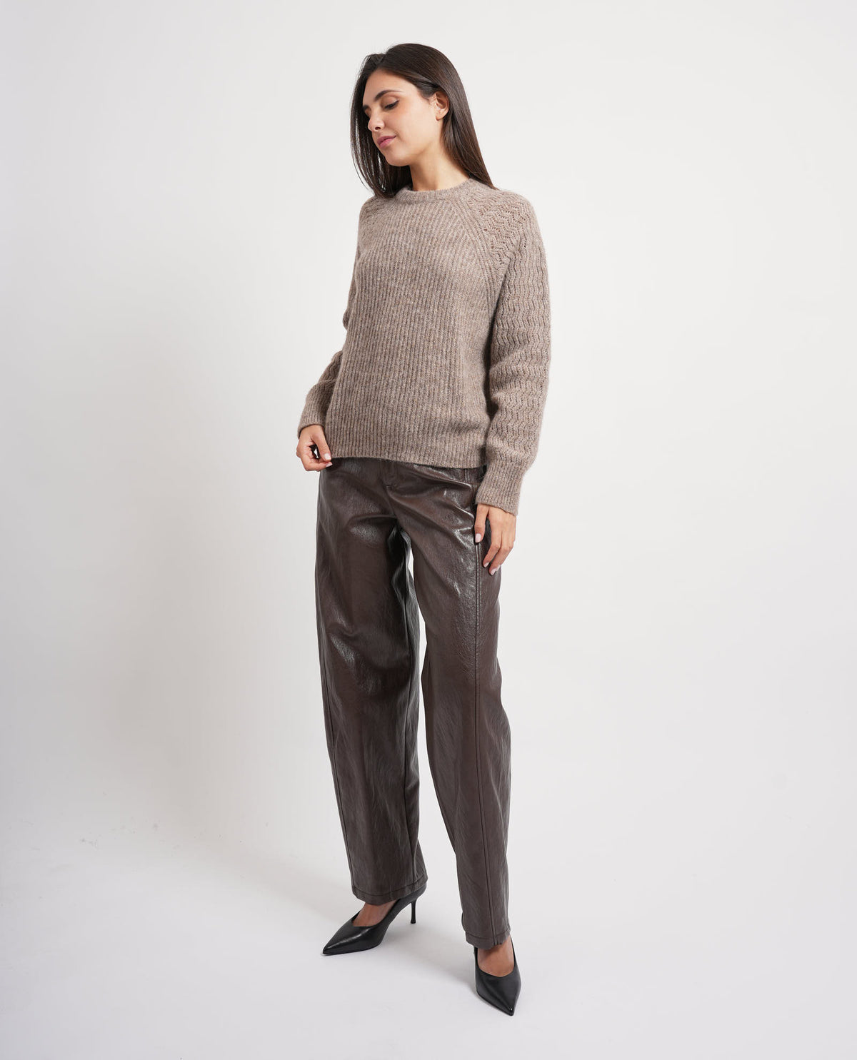 Maglione a V Annarita N e maniche corte 