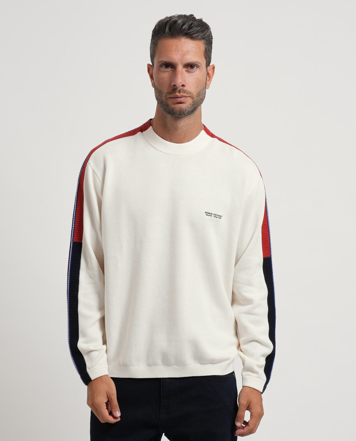 Pullover girocollo AX con bande laterali 