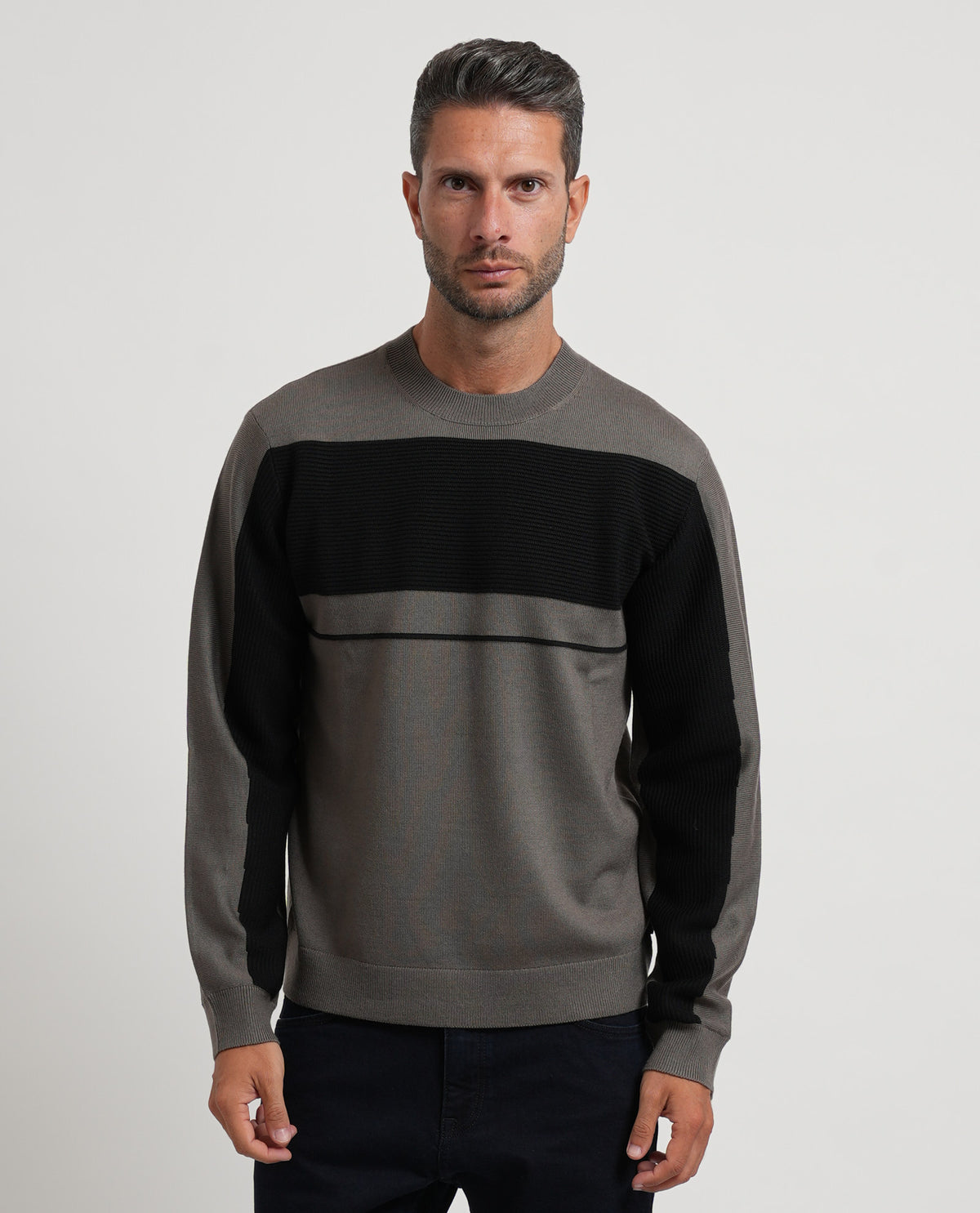 Pullover uomo Armani in misto lana a blocchi 