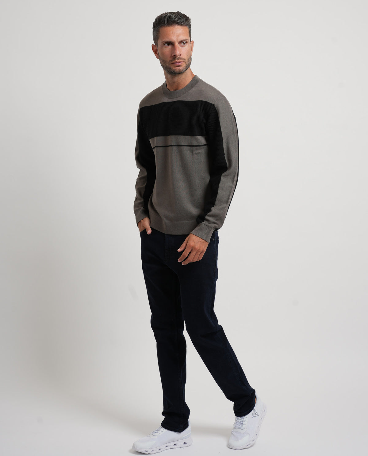 Pullover uomo Armani in misto lana a blocchi 