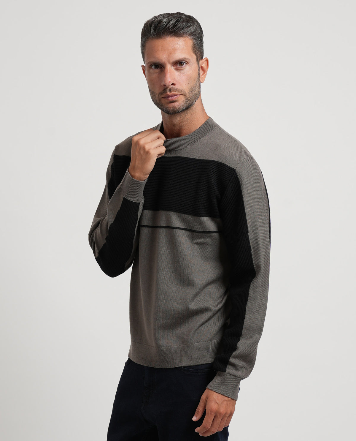 Pullover uomo Armani in misto lana a blocchi 