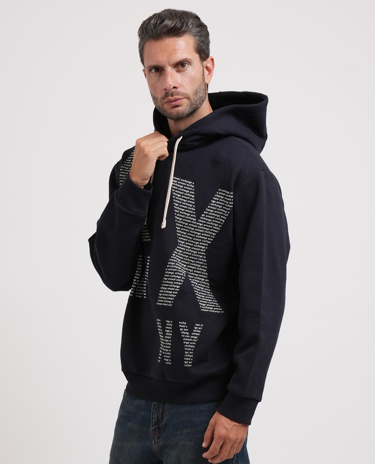 Felpa uomo AX con cappuccio e logo 