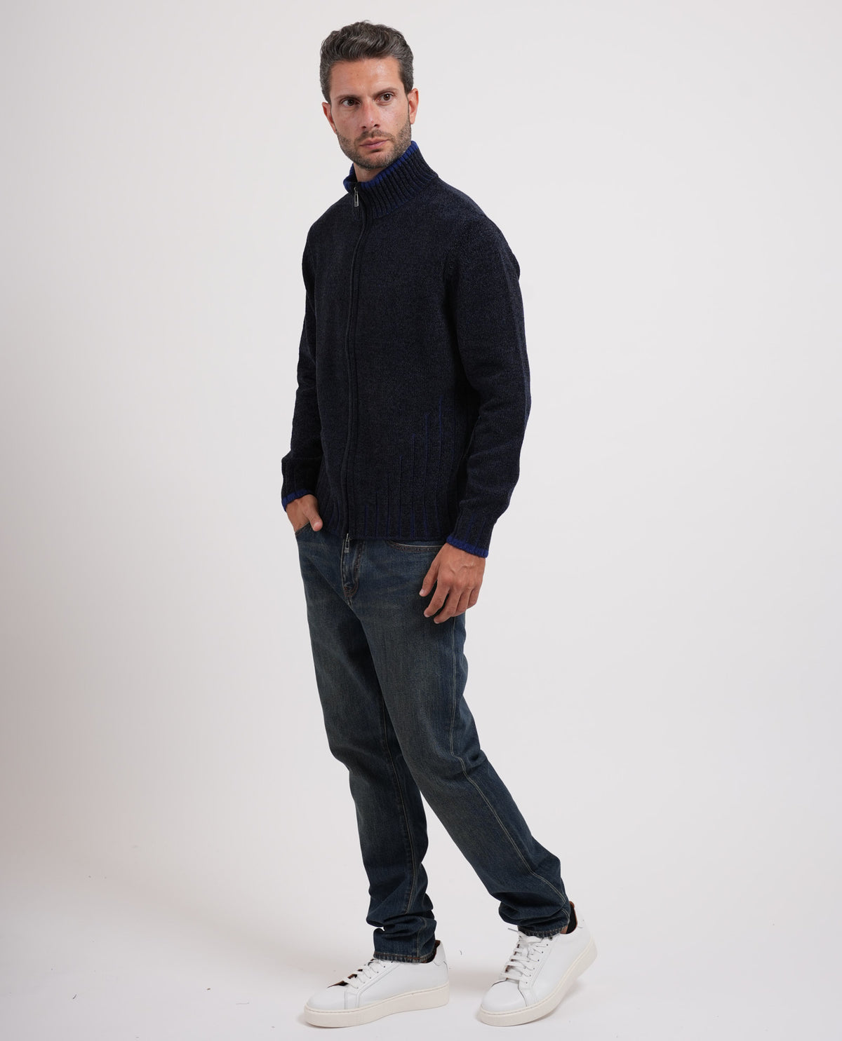 Cardigan uomo AX in misto lana a collo alto 