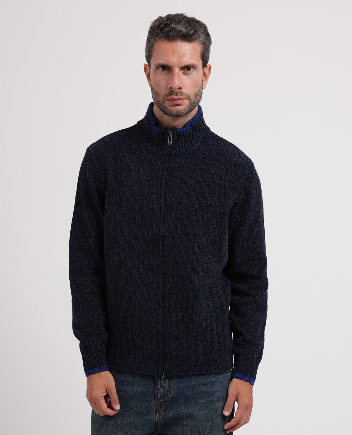 Cardigan uomo AX in misto lana a collo alto 