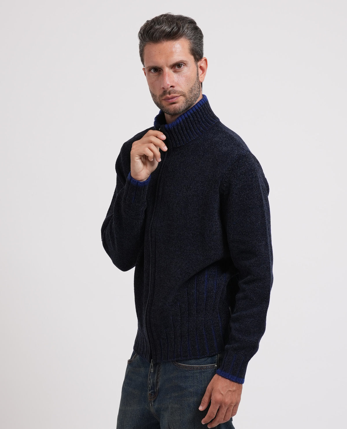 Cardigan uomo AX in misto lana a collo alto 