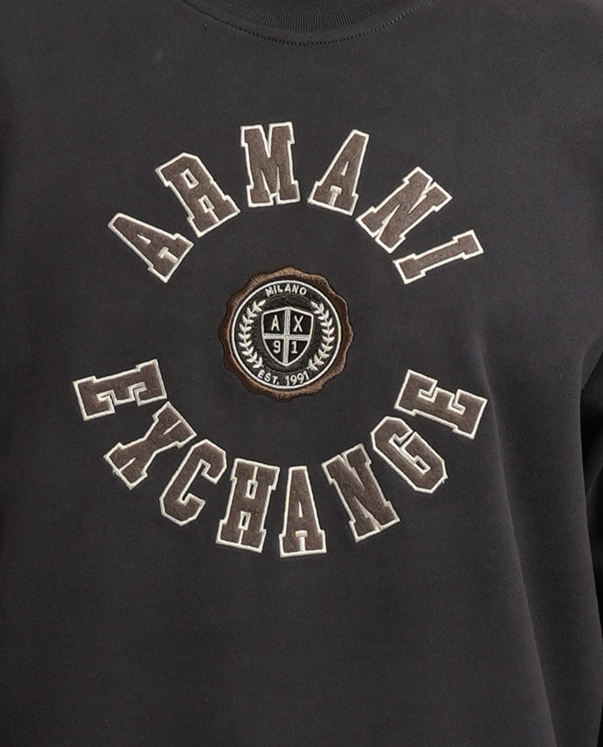 Felpa girocollo Armani Exchange con logo e bordi a costine 