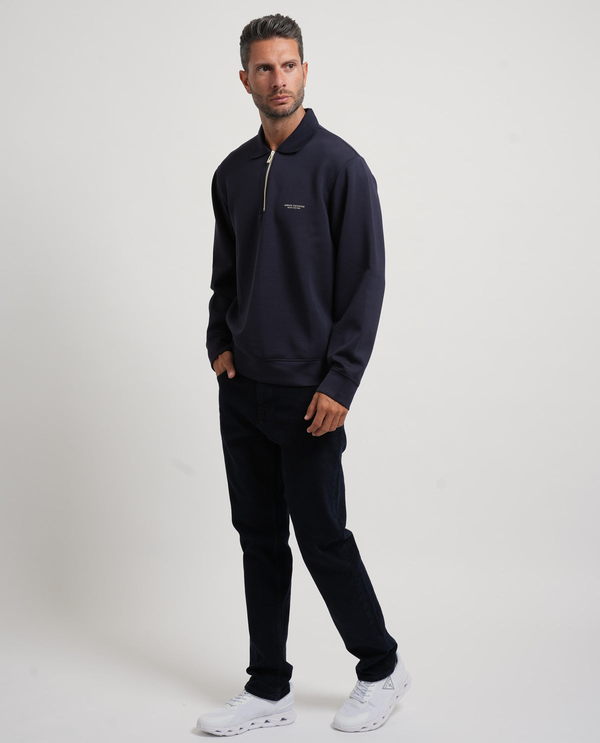 Felpa uomo AX con zip a quarto 