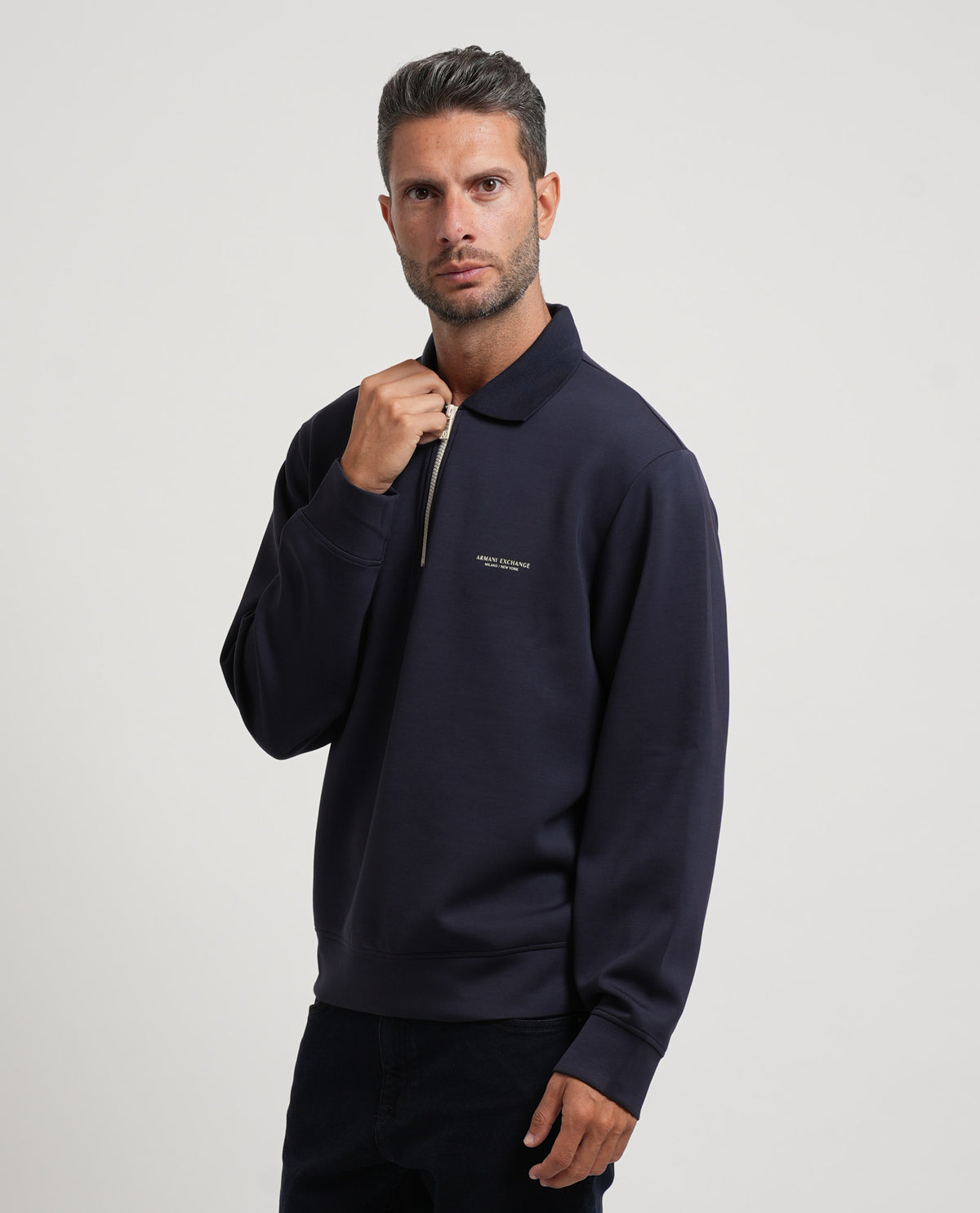 Felpa uomo AX con zip a quarto 