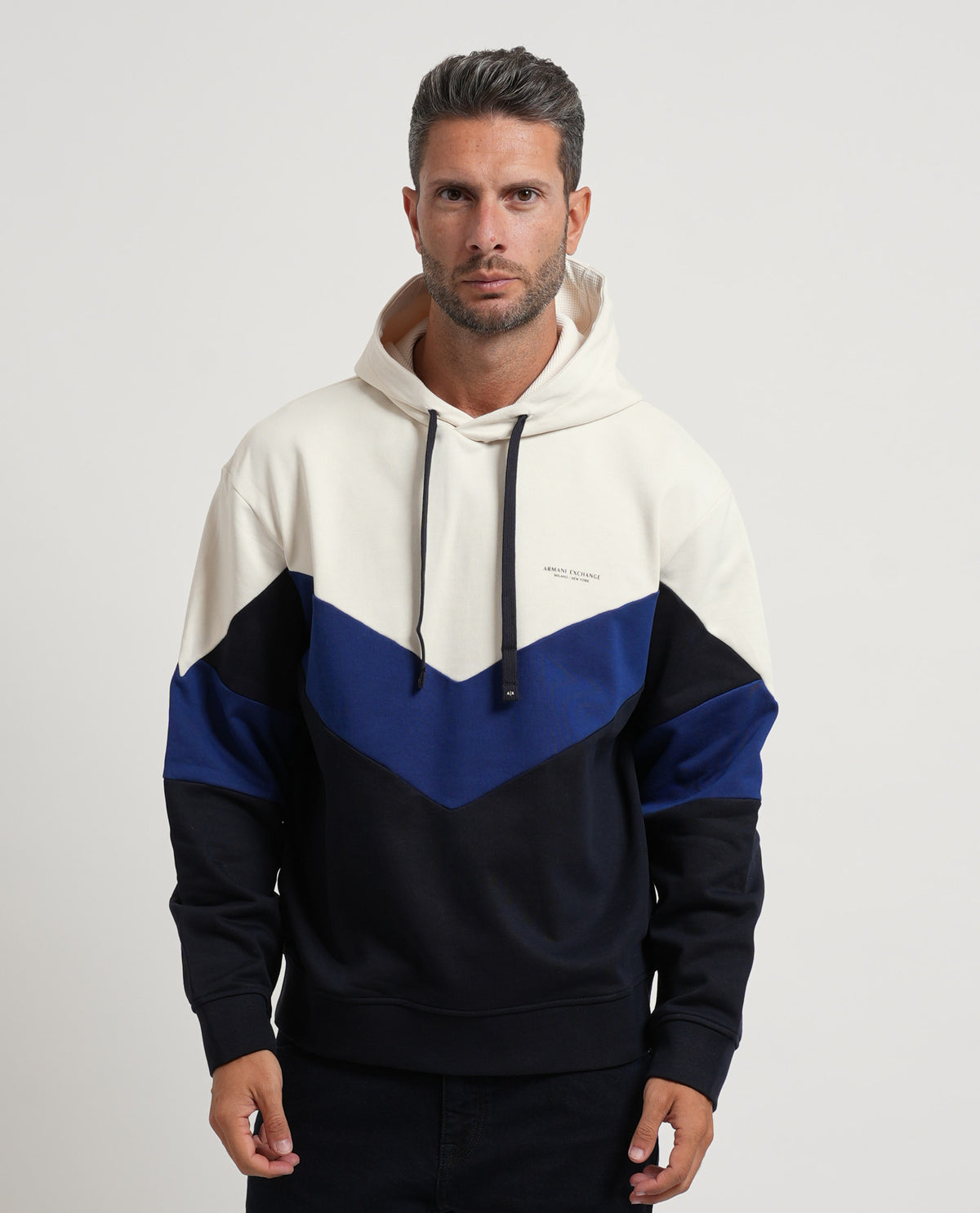 Felpa con cappuccio uomo AX in cotone french 