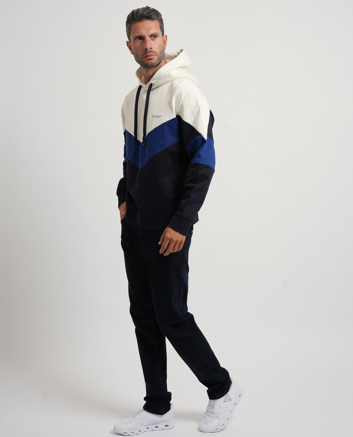 Felpa con cappuccio uomo AX in cotone french 
