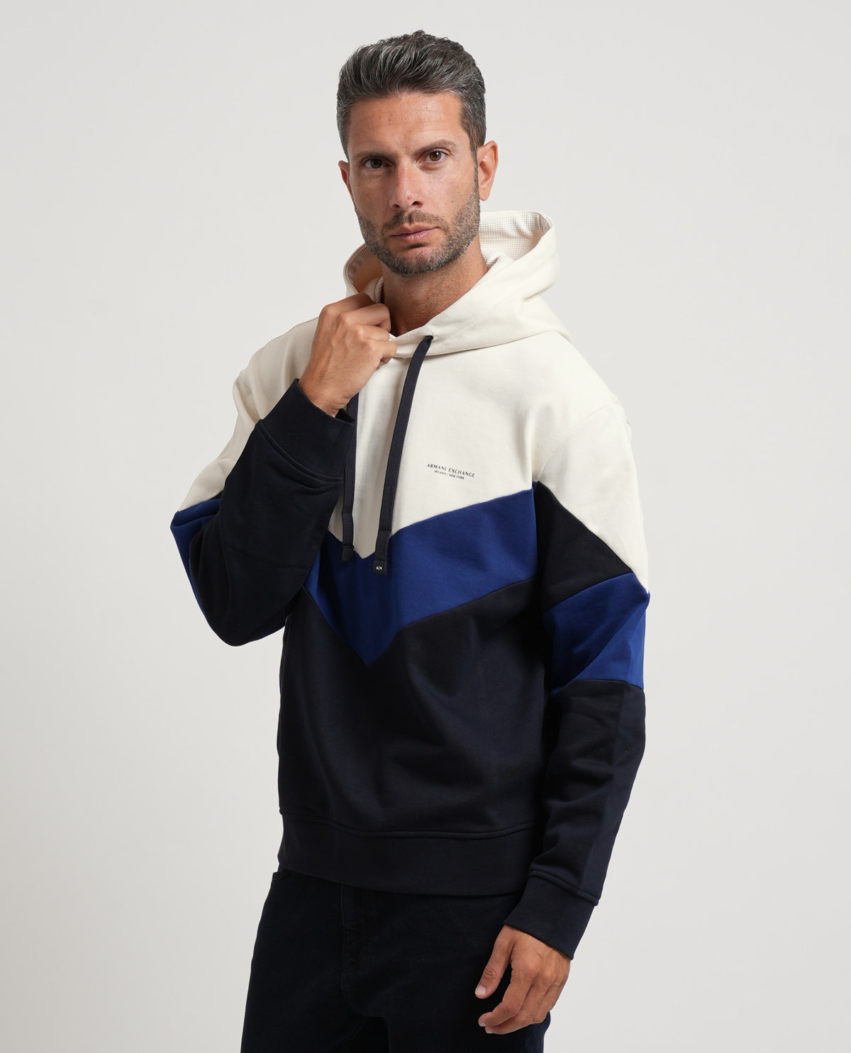 Felpa con cappuccio uomo AX in cotone french 