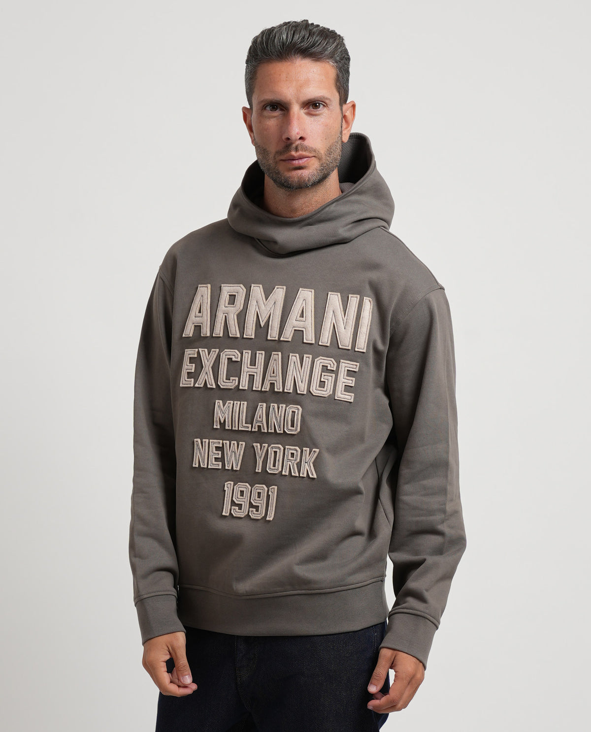 Felpa uomo AX con cappuccio e logo frontale 