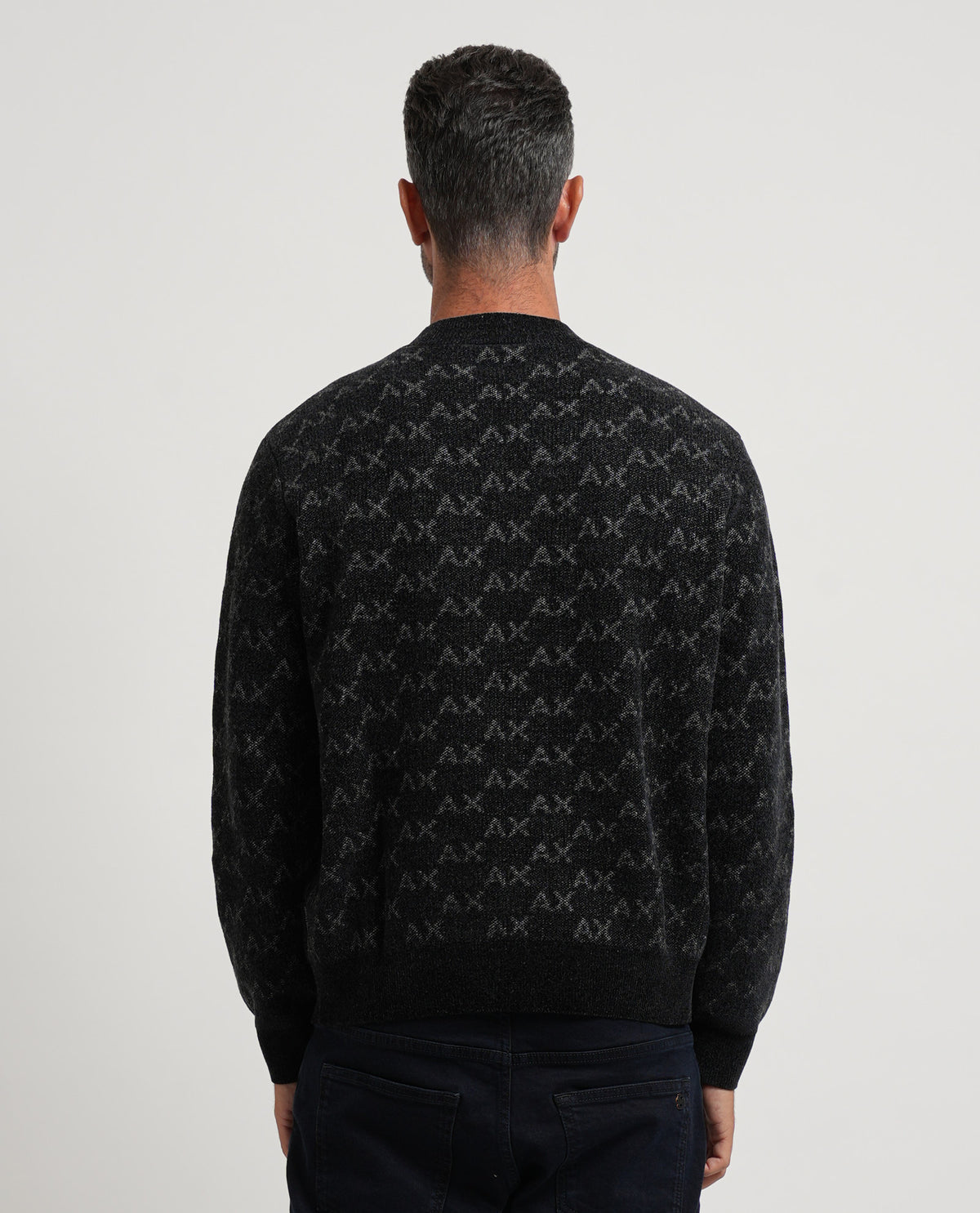 Pullover uomo Armani con logo e bordi a costine 