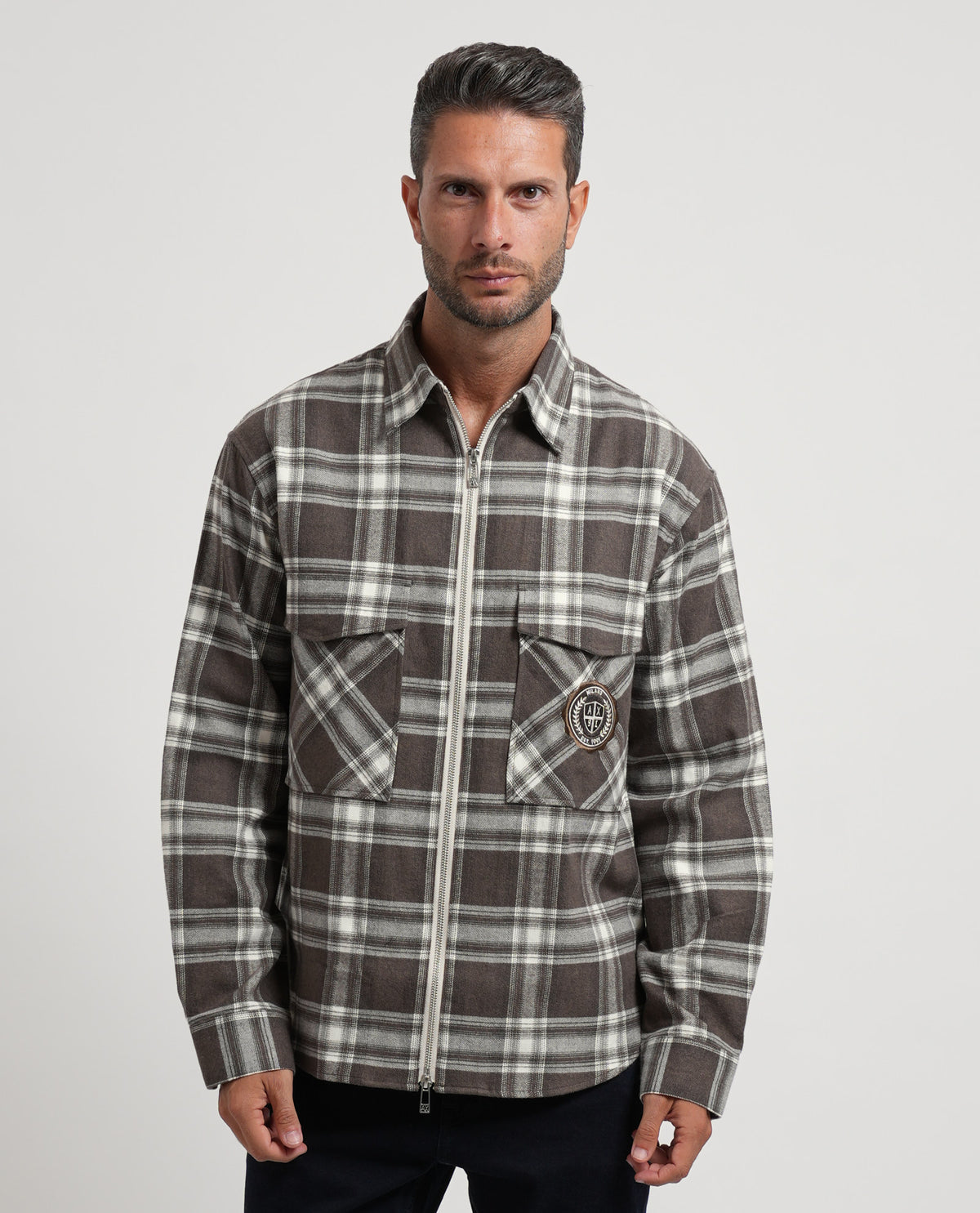 Camicia crossover uomo Armani in flanella a quadri 