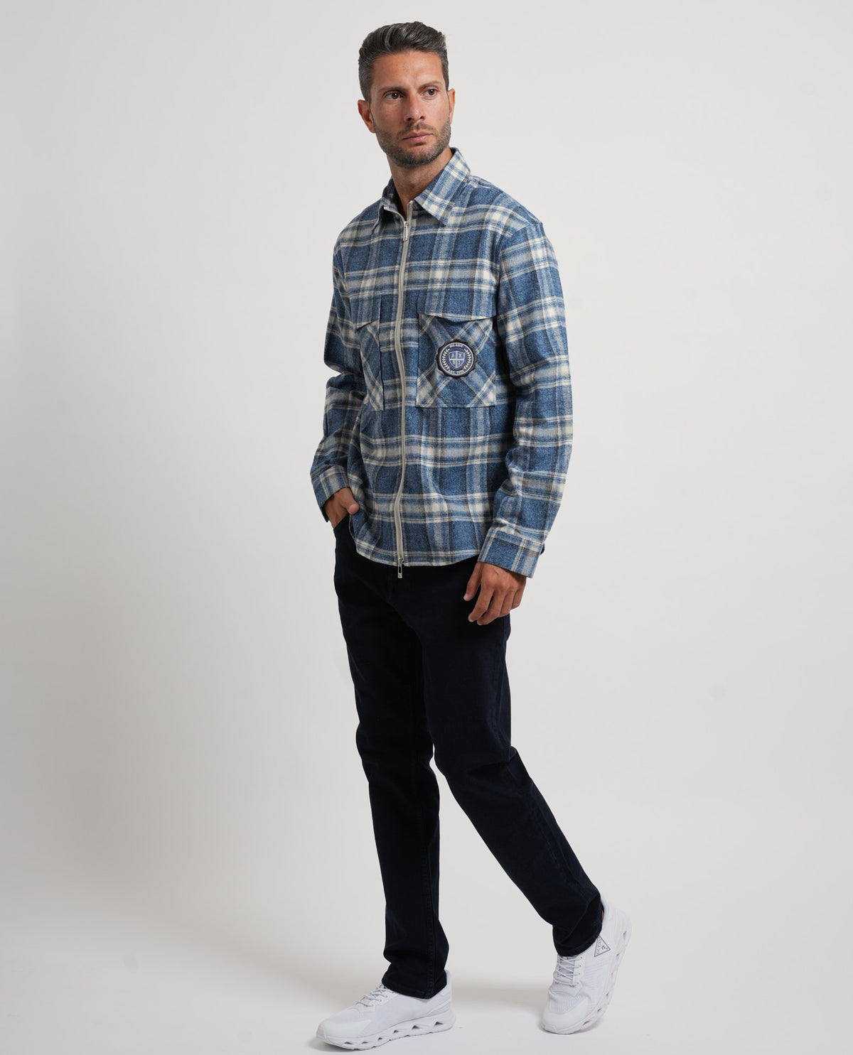 Camicia crossover uomo Armani in flanella a quadri 