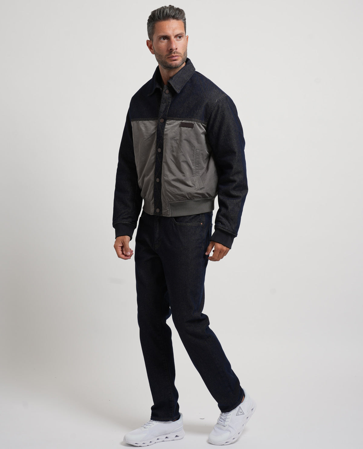 Giubbino blouson Armani uomo con inserti denim 