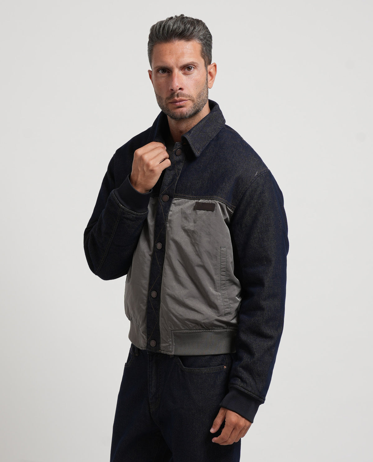 Giubbino blouson Armani uomo con inserti denim 
