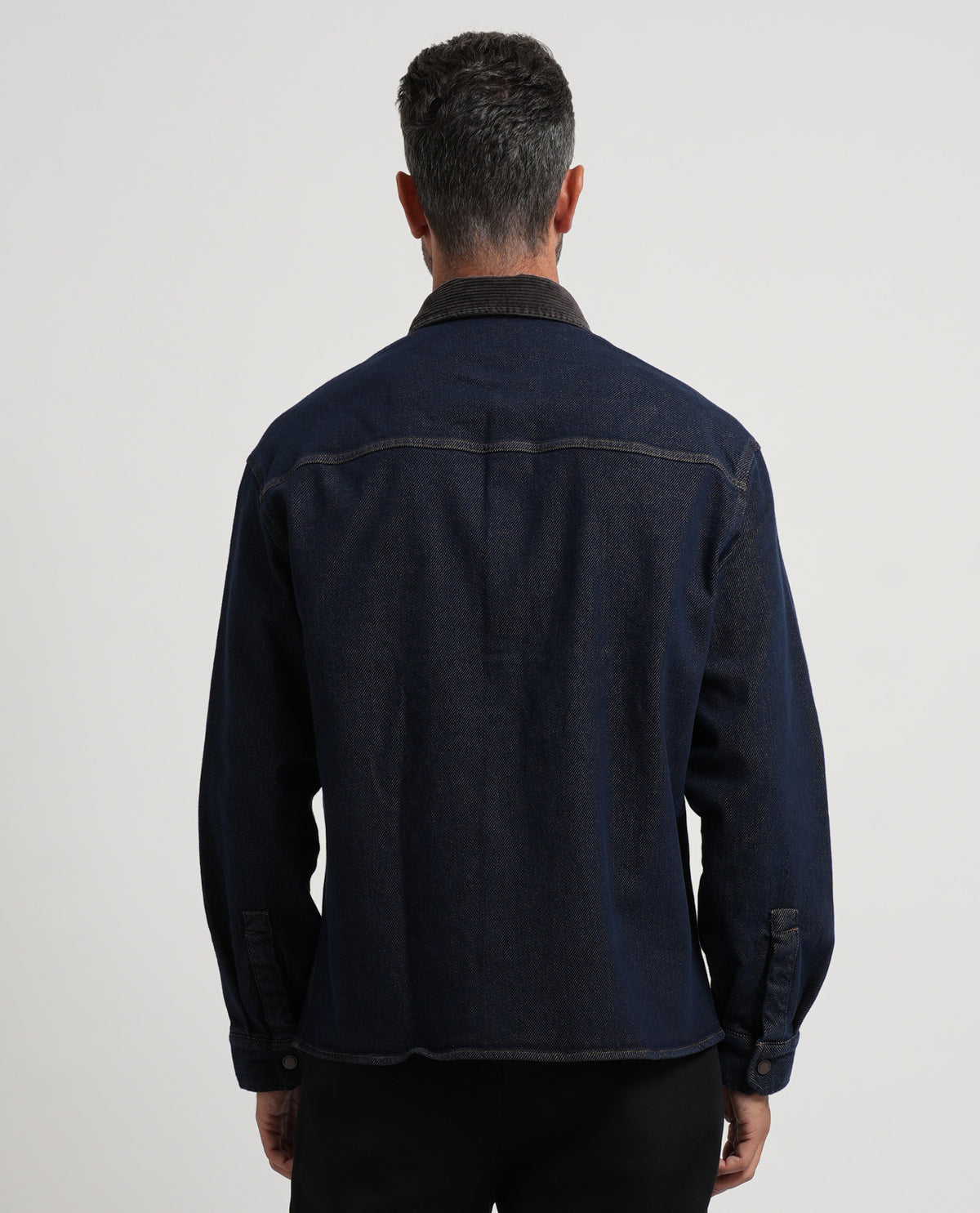 Camicia denim AX uomo con collo in velluto 