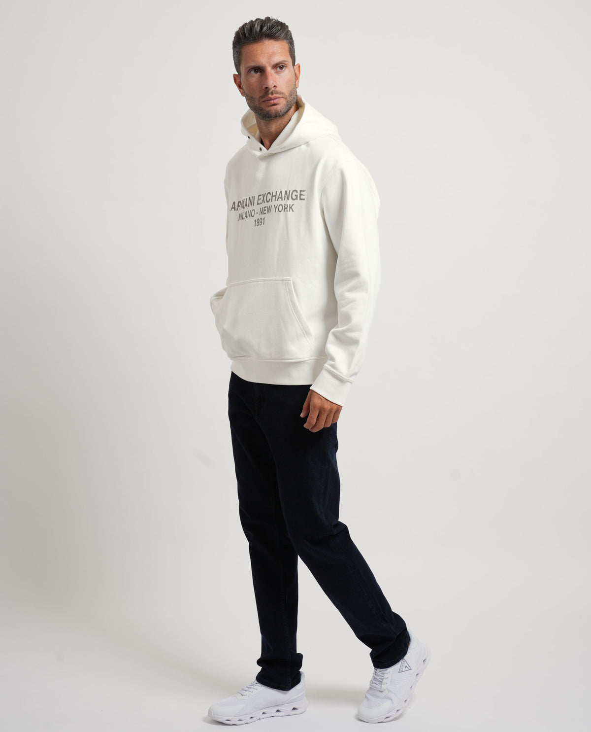 Felpa uomo AX con cappuccio e logo 