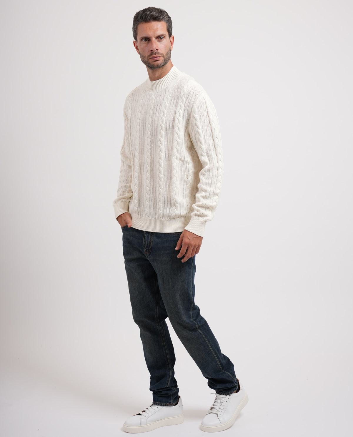 Pullover uomo Armani Exchange con trama a trecce 