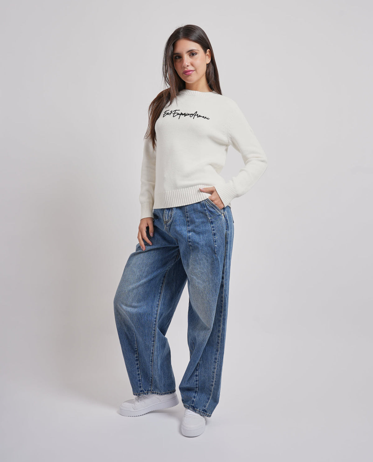 Jeans relaxed fit AX donna a gamba larga 