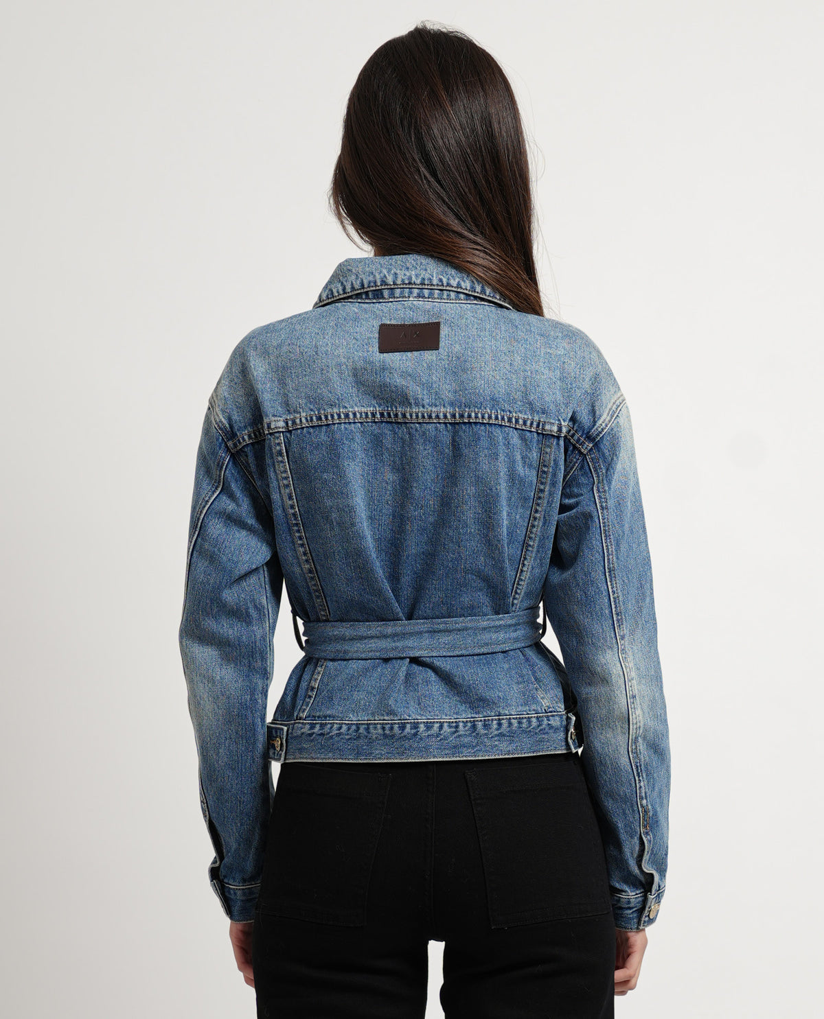Giacca in denim rigido AX donna con cintura 