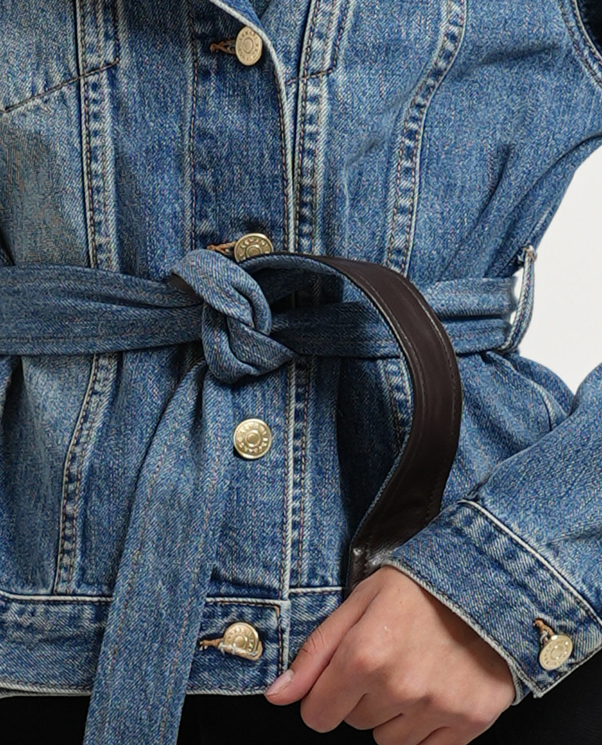 Giacca in denim rigido AX donna con cintura 