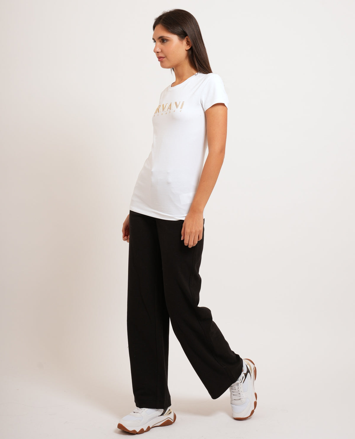 T-shirt donna Armani Exchange logo metallizzato 