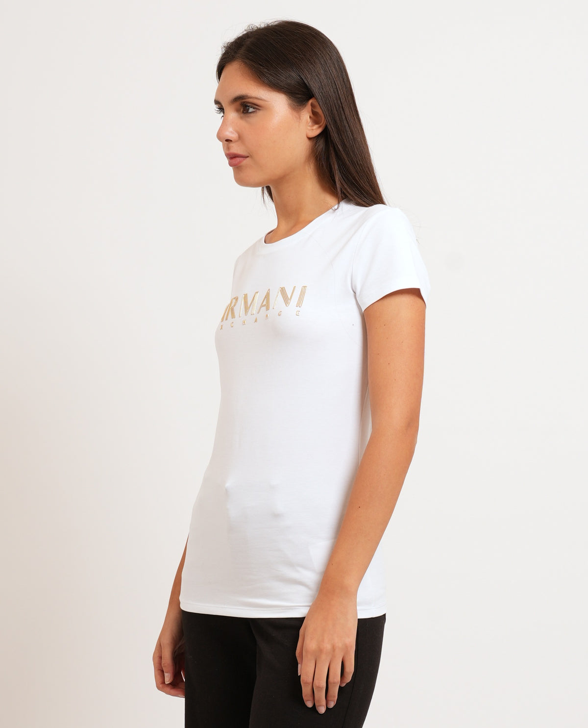 T-shirt donna Armani Exchange logo metallizzato 