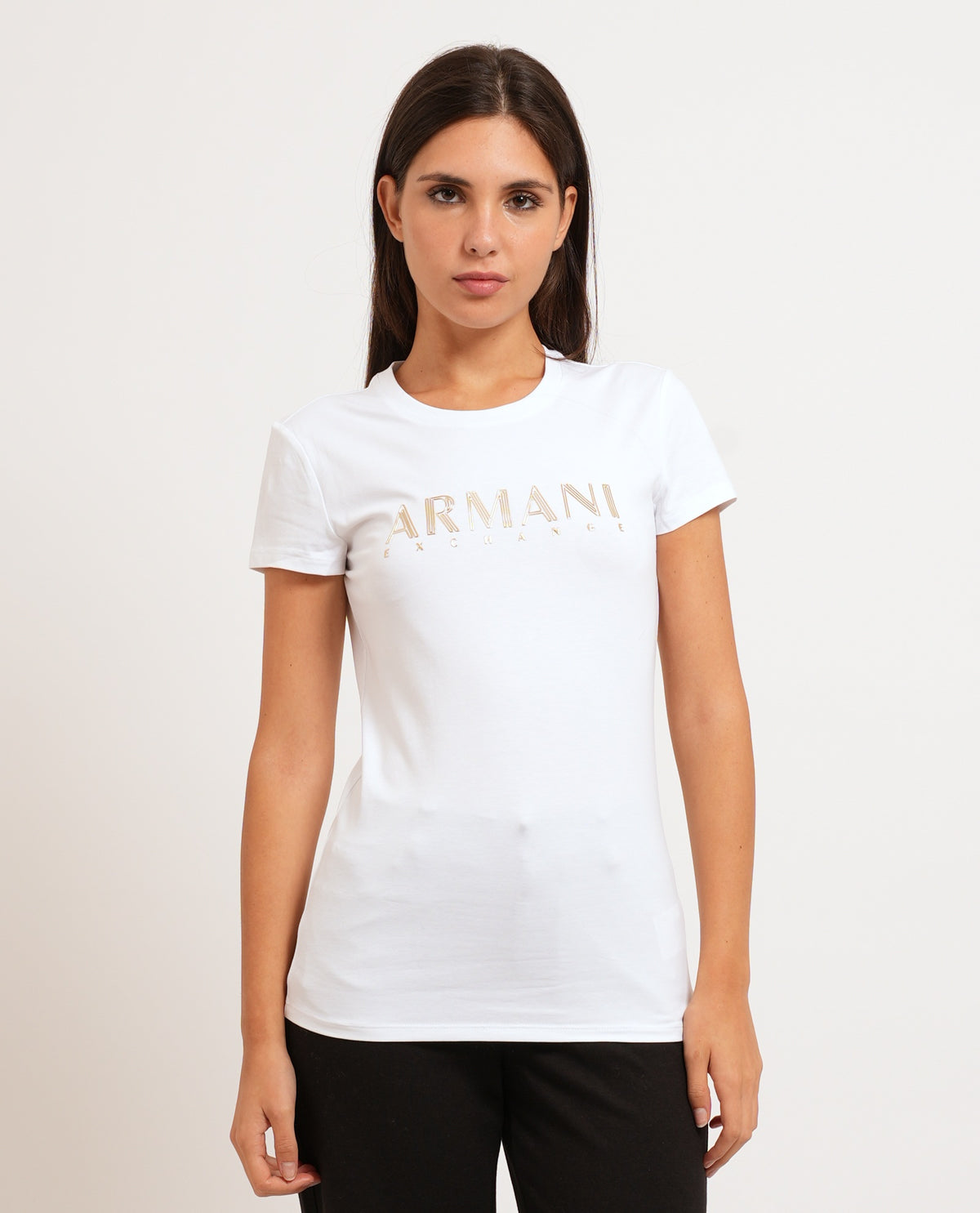 T-shirt donna Armani Exchange logo metallizzato 