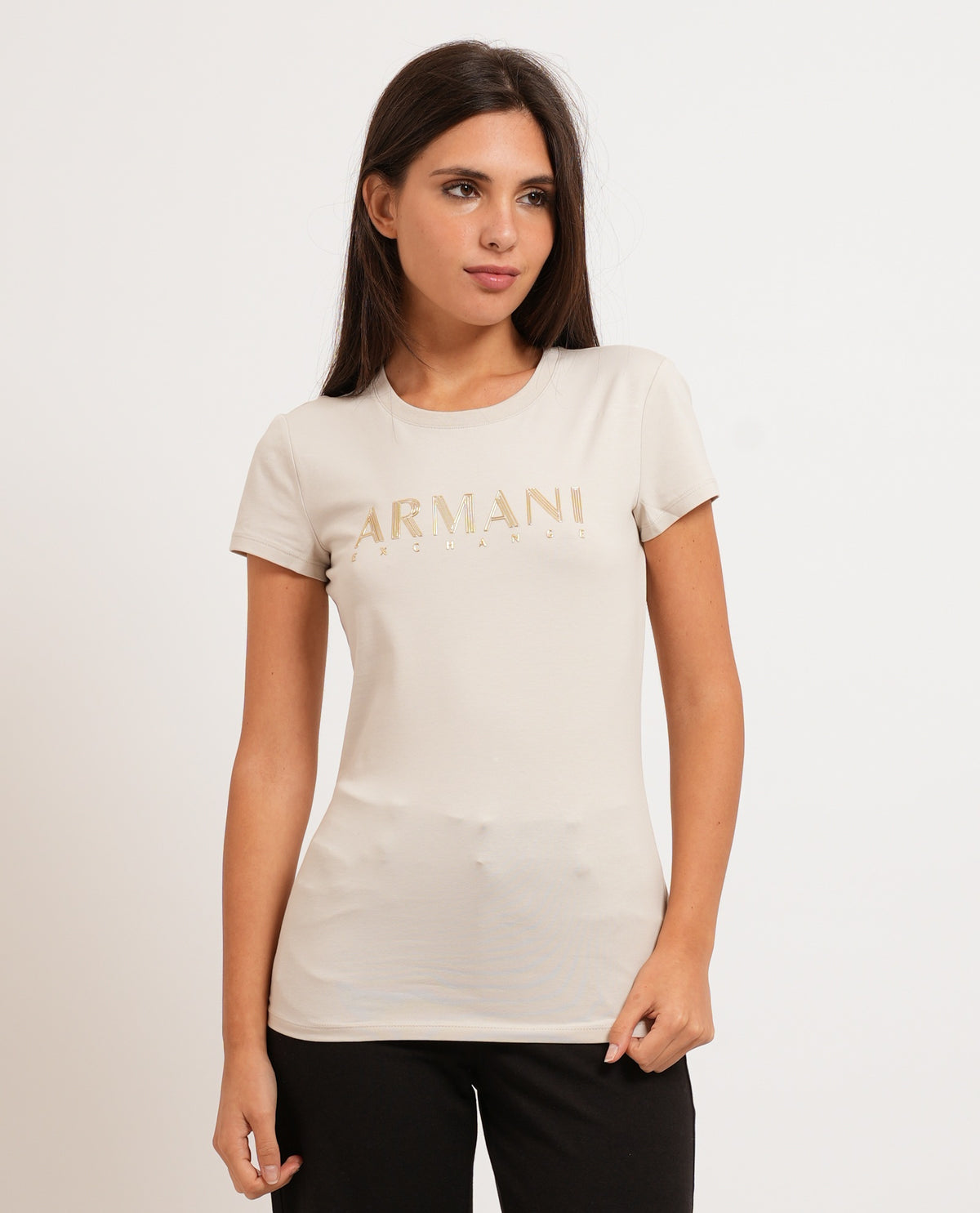 T-shirt donna Armani Exchange logo metallizzato 