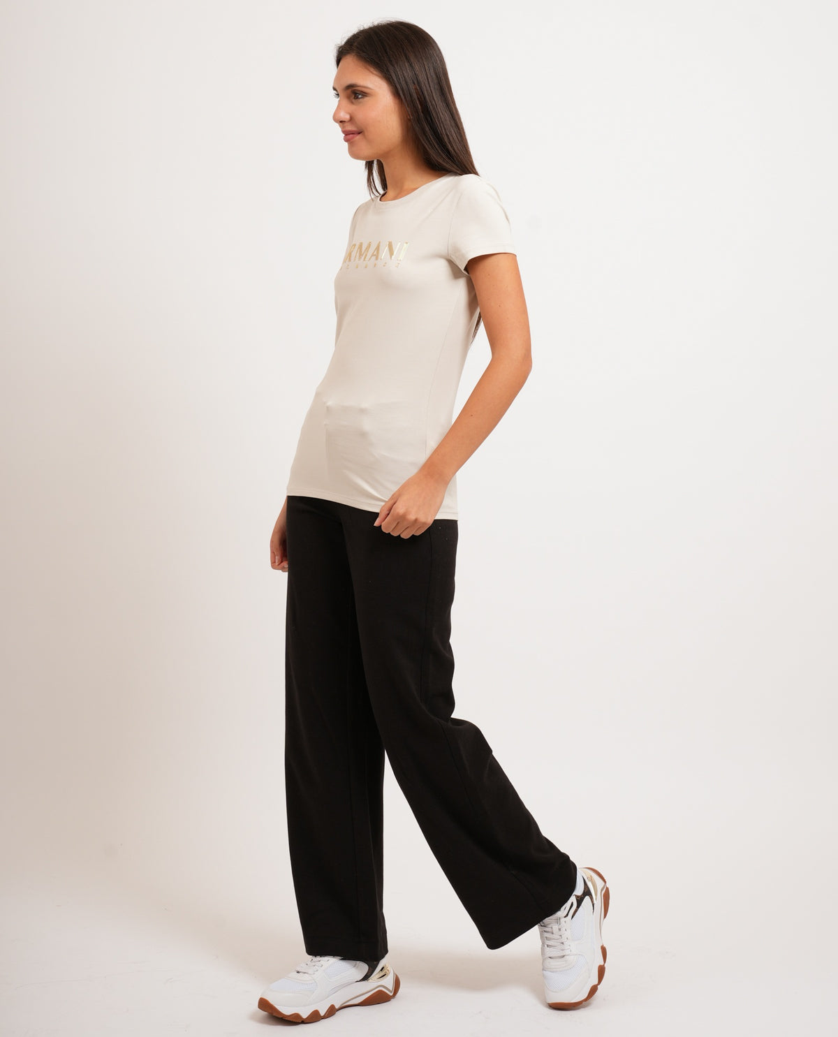 T-shirt donna Armani Exchange logo metallizzato 
