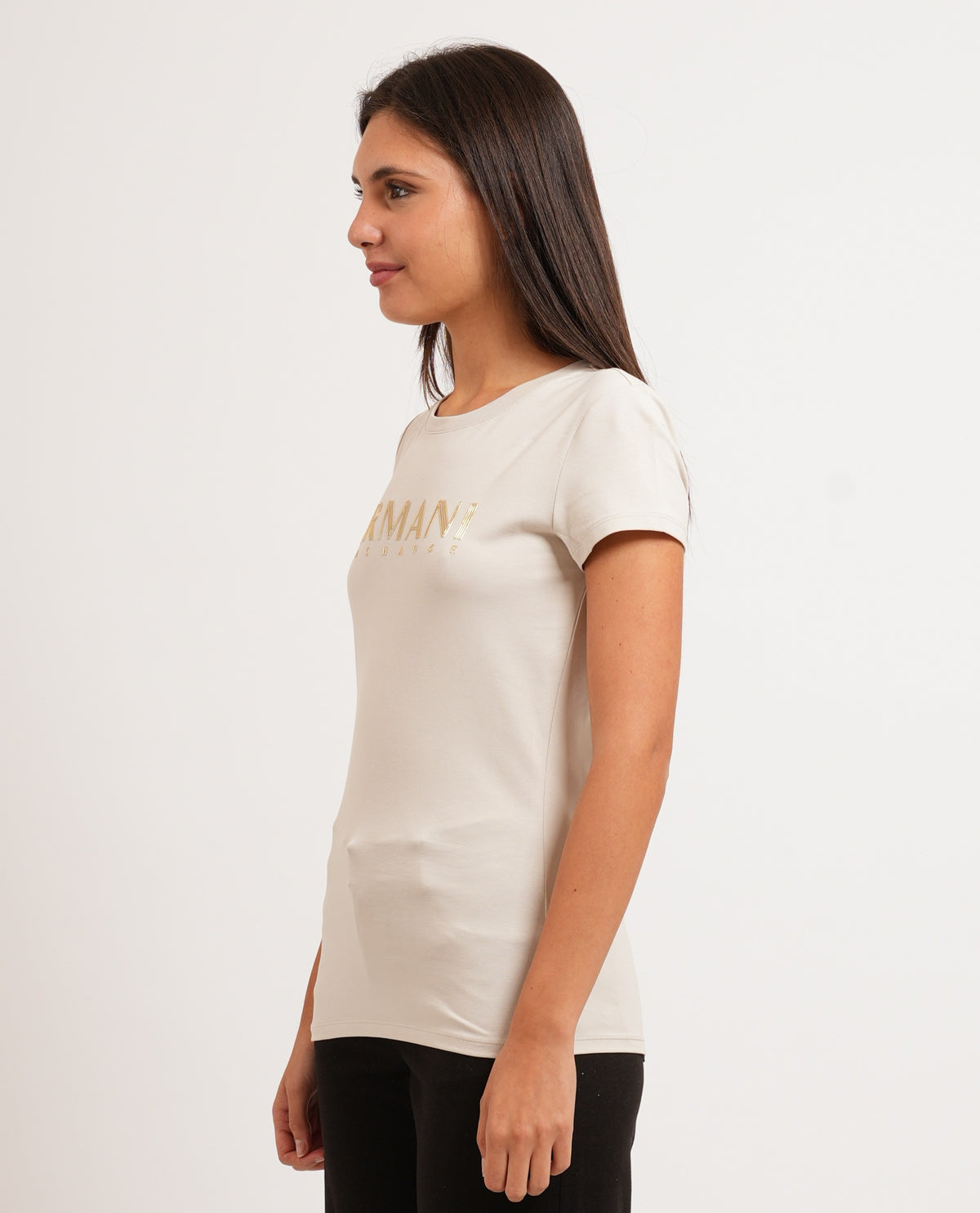 T-shirt donna Armani Exchange logo metallizzato 
