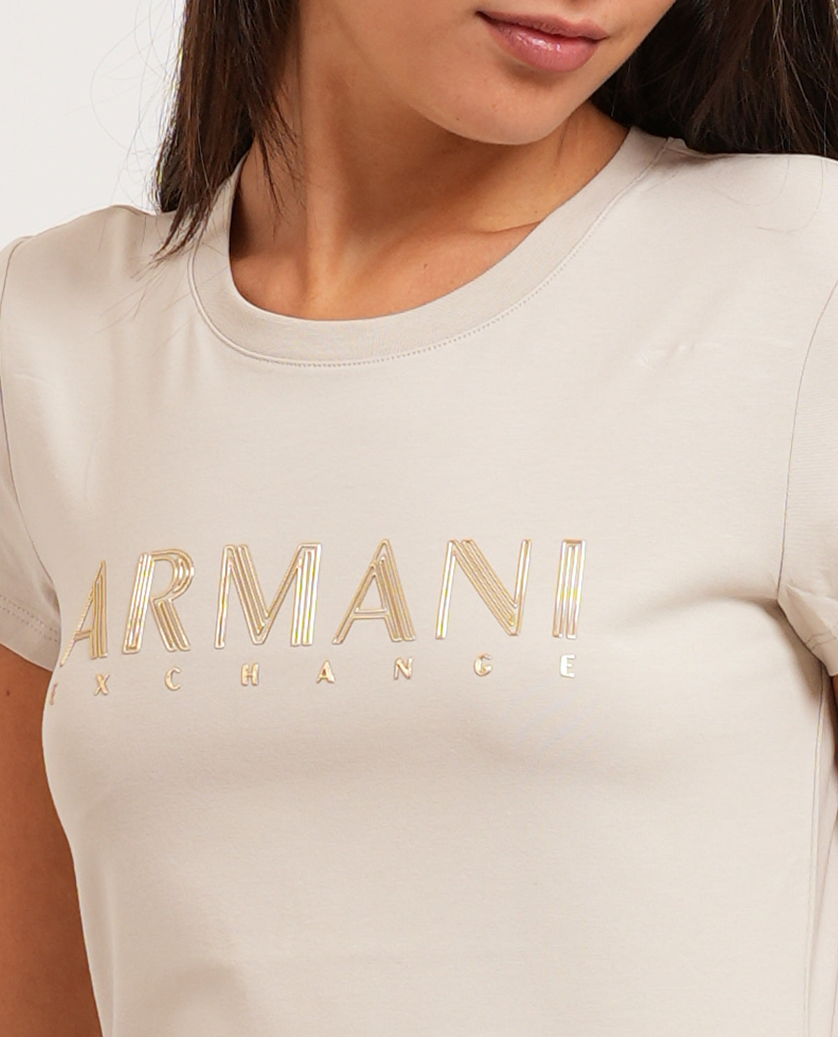 T-shirt donna Armani Exchange logo metallizzato 