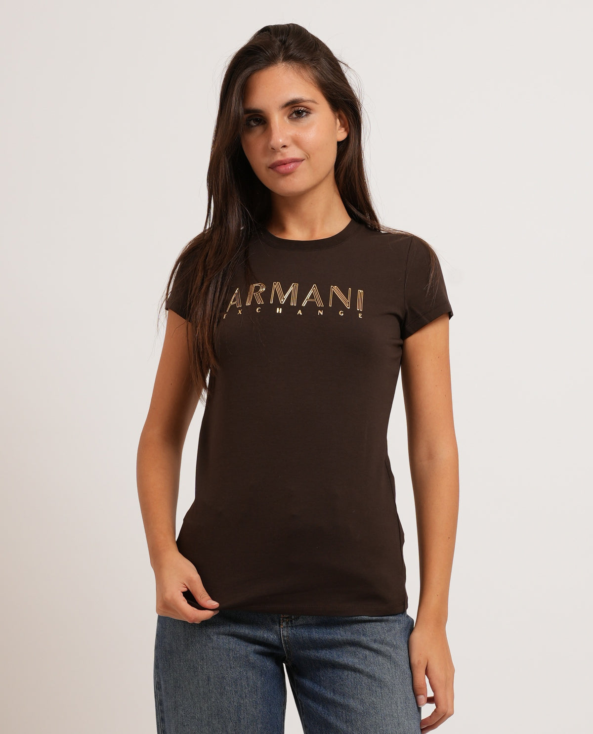T-shirt donna Armani Exchange logo metallizzato 