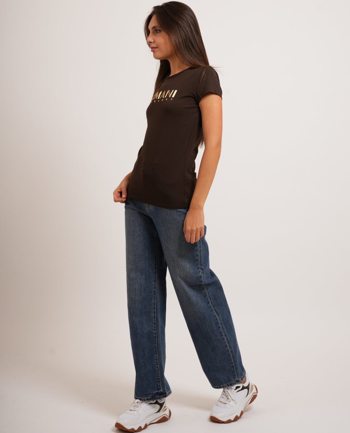 T-shirt donna Armani Exchange logo metallizzato 