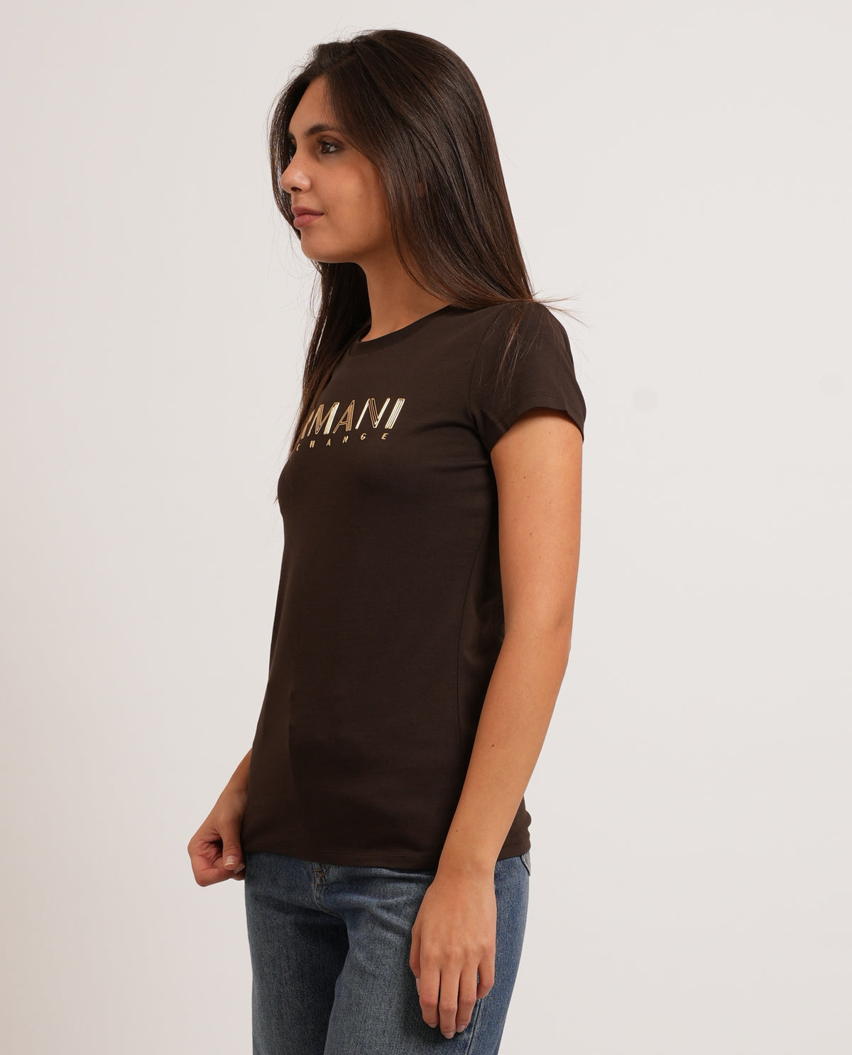 T-shirt donna Armani Exchange logo metallizzato 