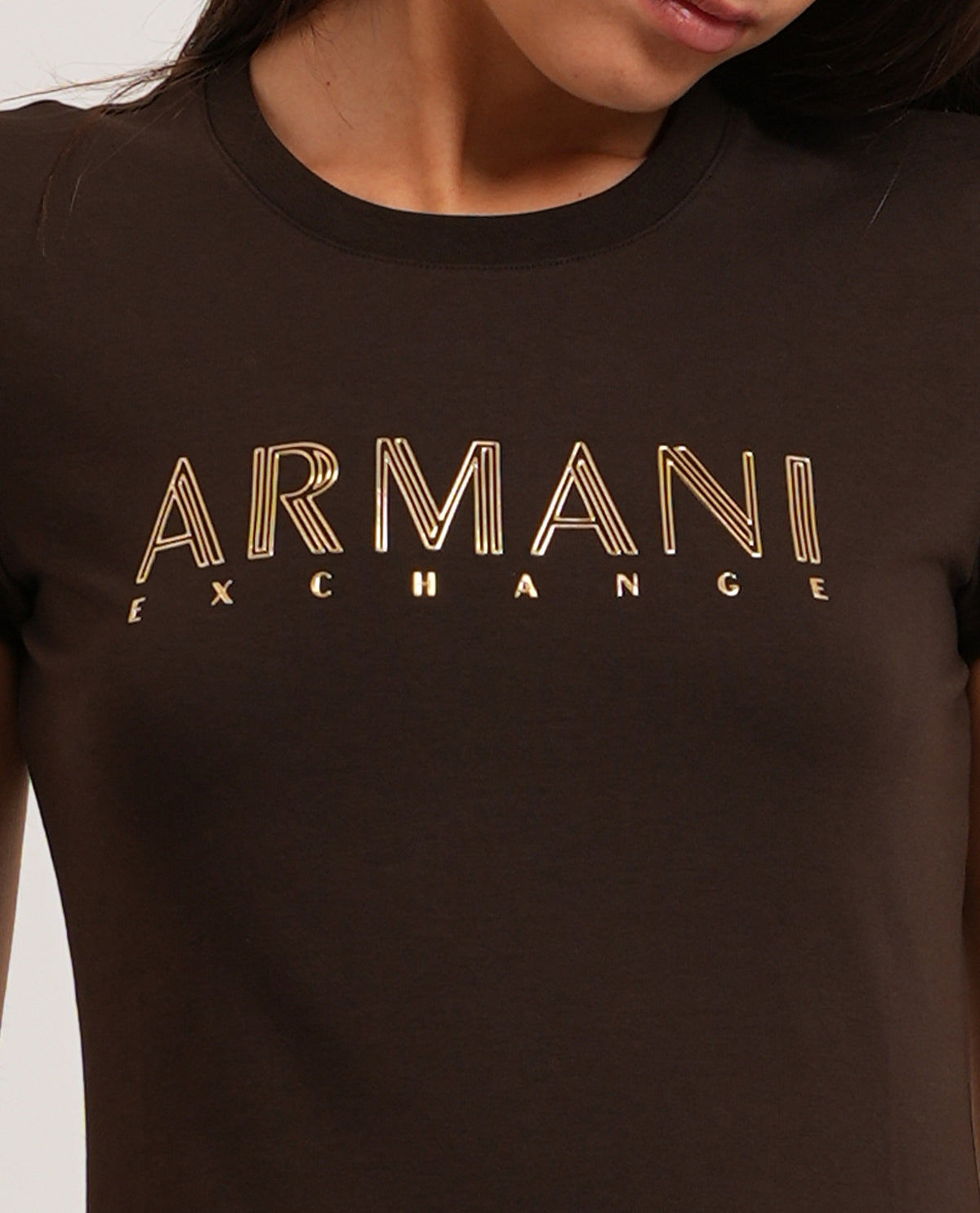 T-shirt donna Armani Exchange logo metallizzato 