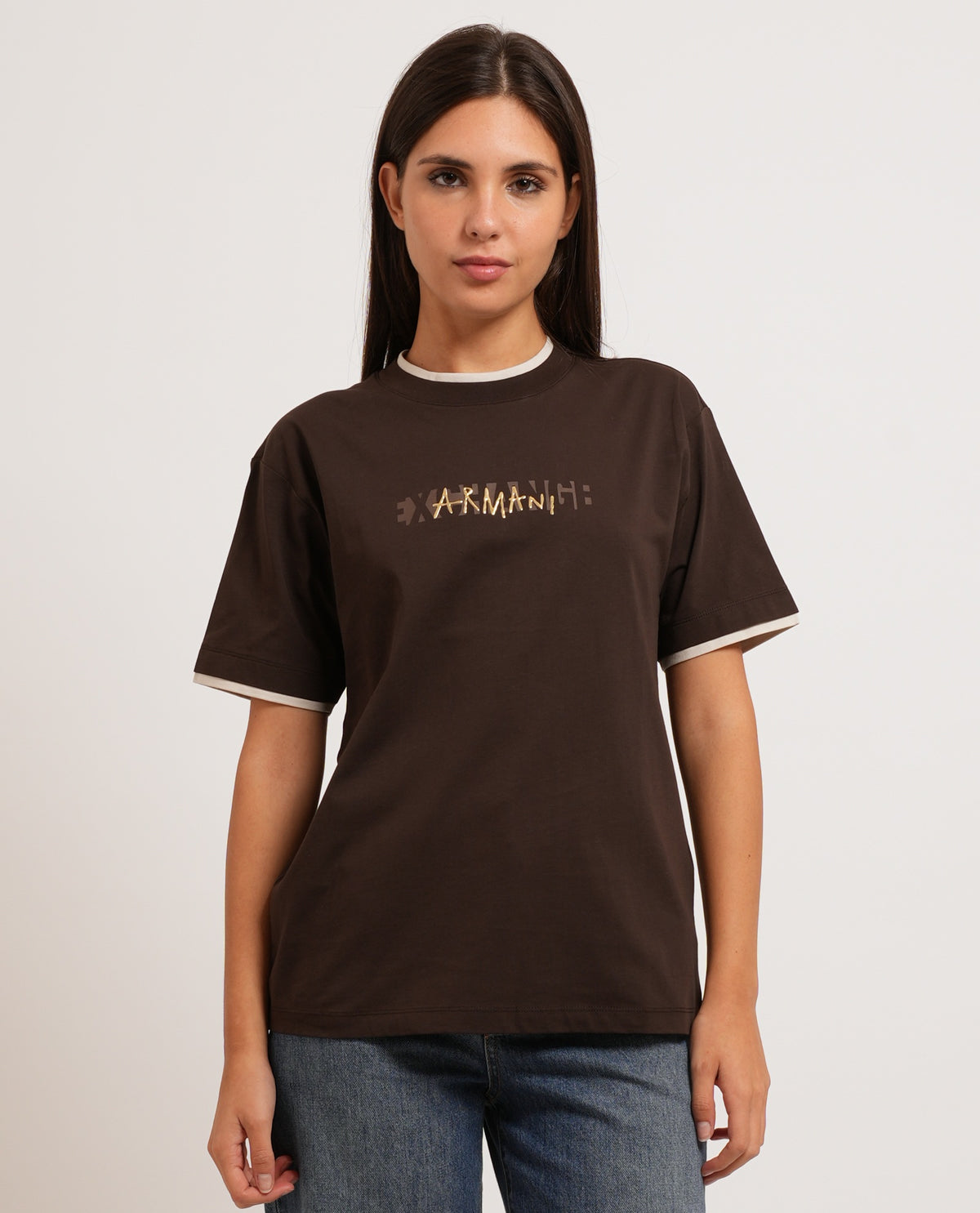 T-shirt donna AX con logo e dettagli a contrasto 
