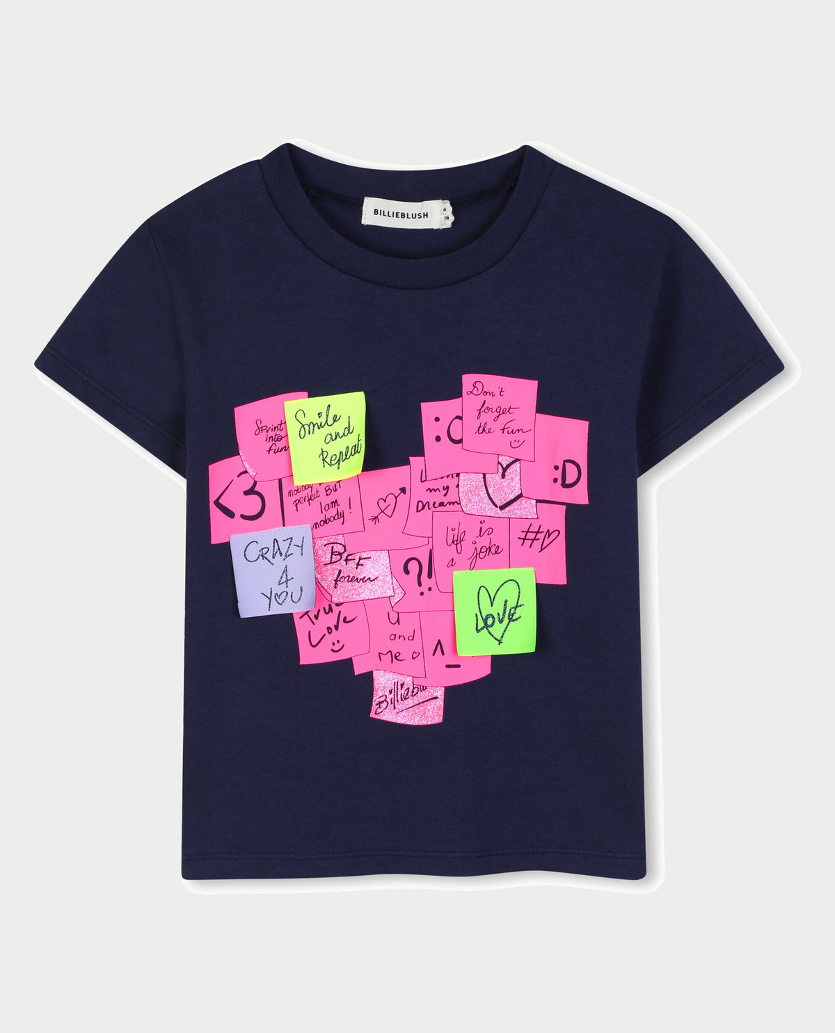 T-shirt bambina Billieblush con etichette sul davanti 