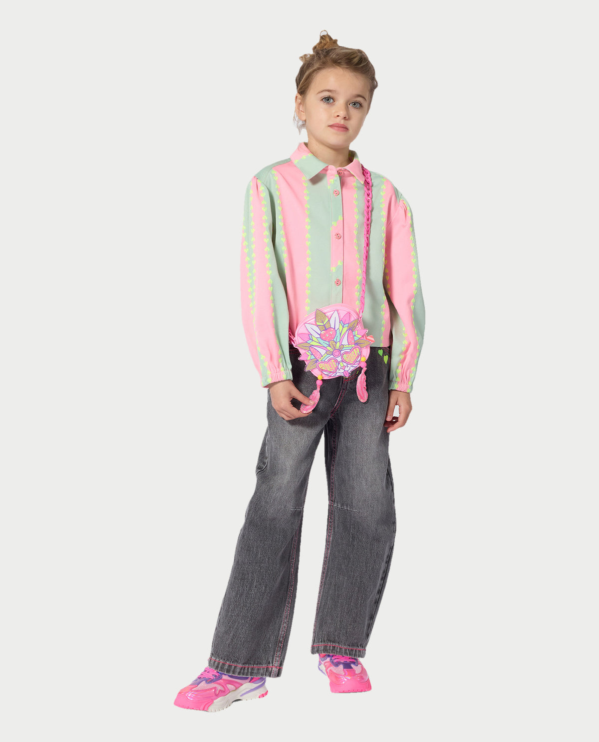 Jeans bambina Billieblush in denim grigio 