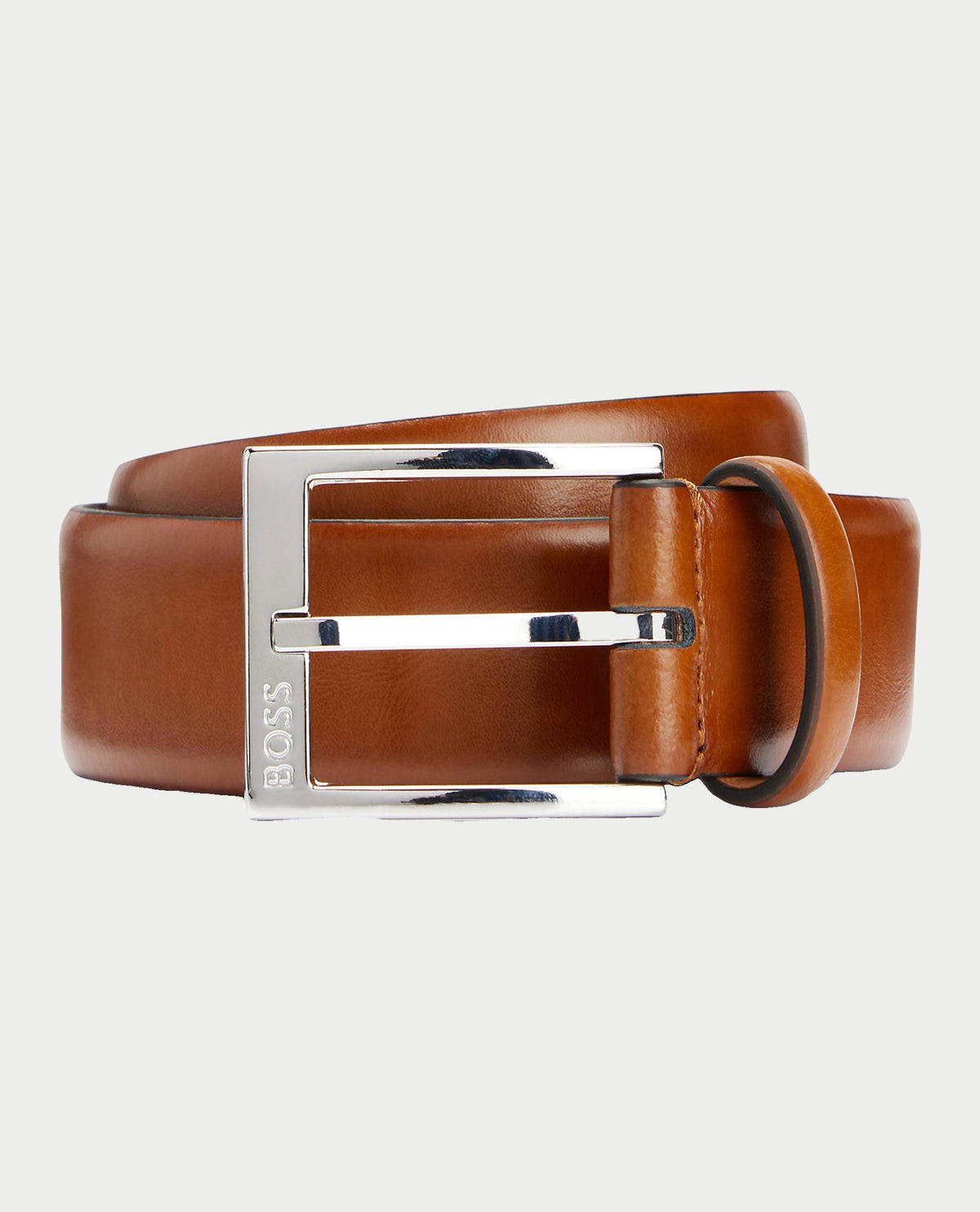 Cintura in pelle Boss con fibbia brandizzata 