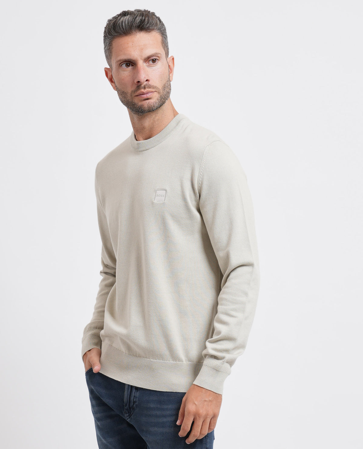 Maglione in misto cotone e cashmere Boss uomo 