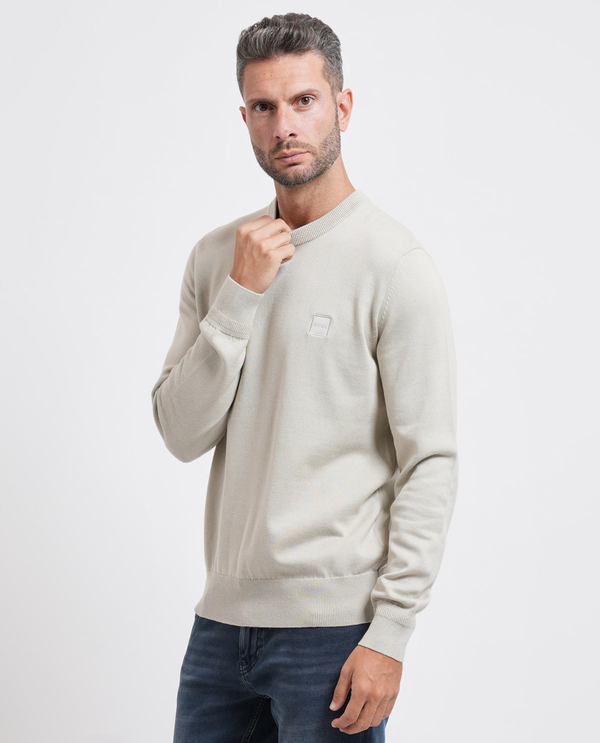 Maglione in misto cotone e cashmere Boss uomo 