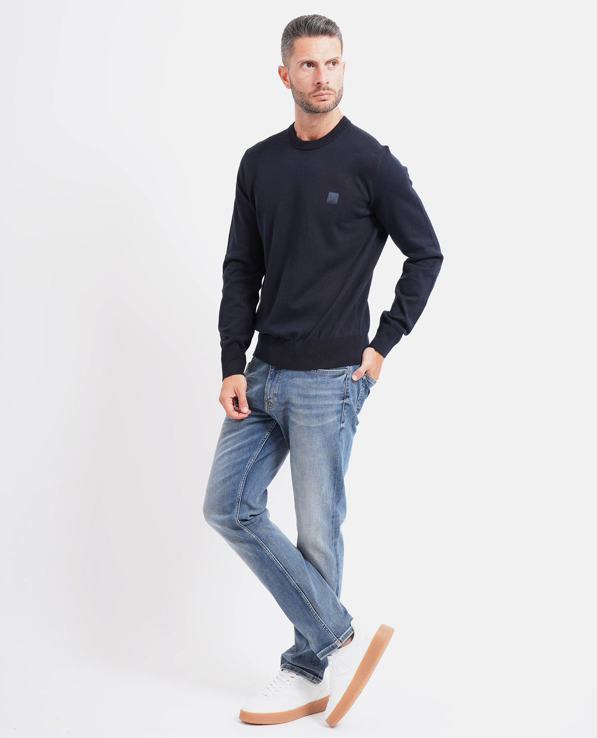 Maglione in misto cotone e cashmere Boss uomo 