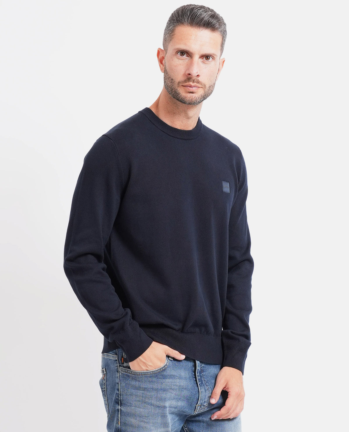Maglione in misto cotone e cashmere Boss uomo 