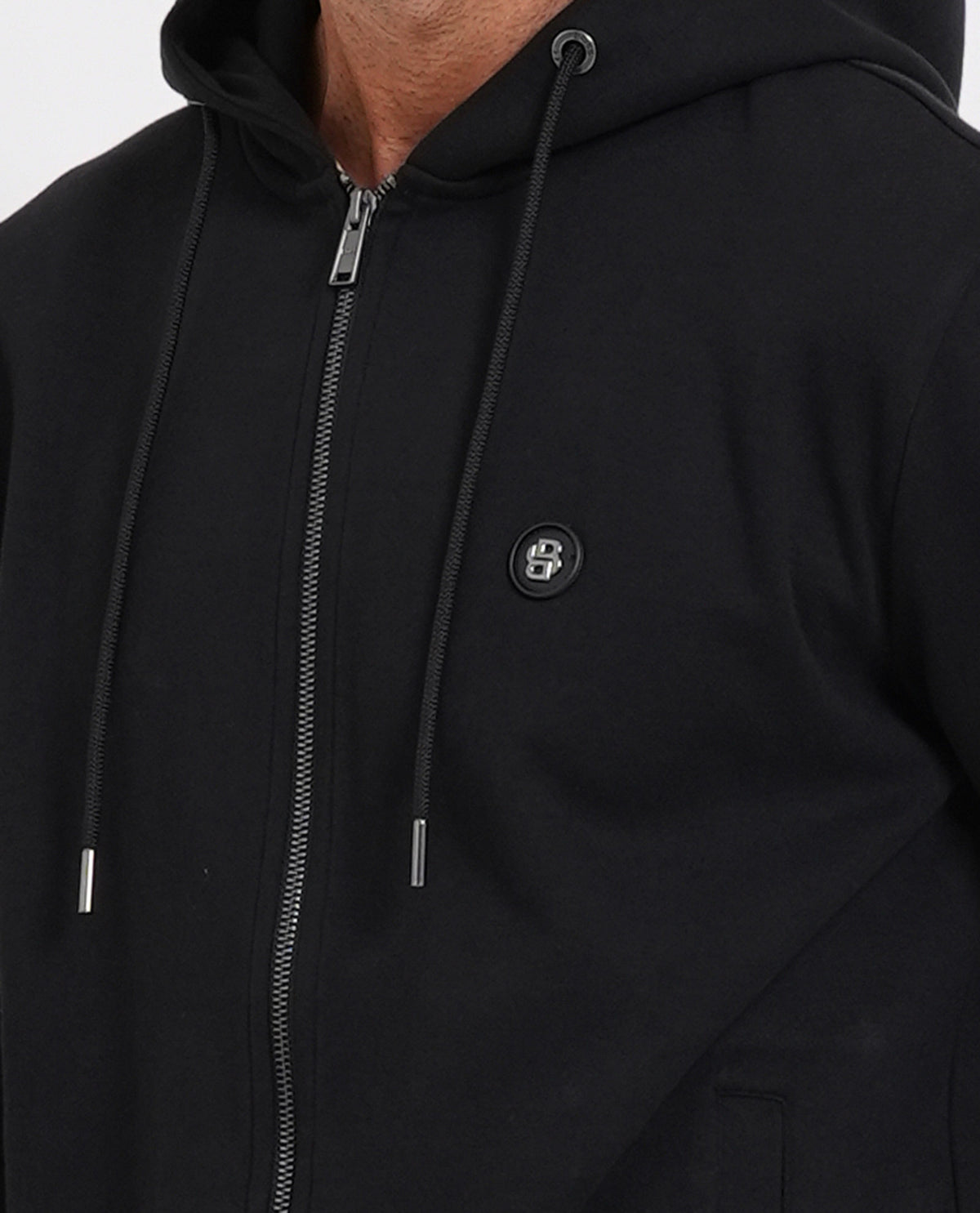 Felpa nera Boss uomo con cappuccio e logo 
