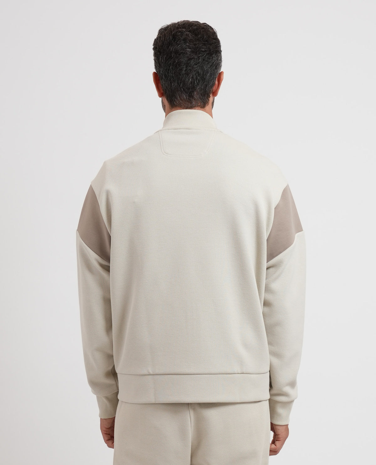 Felpa con zip Boss uomo in misto cotone 