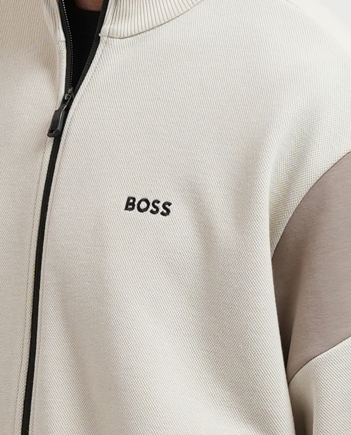 Felpa con zip Boss uomo in misto cotone 