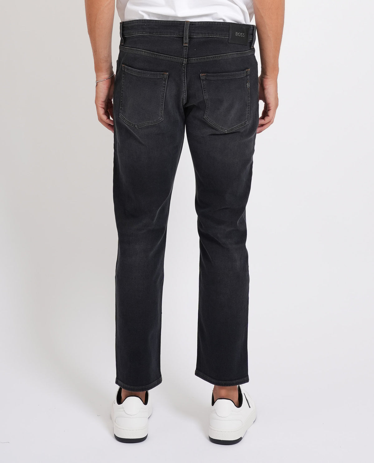Jeans slim fit neri in misto cotone elasticizzato<BR/> 